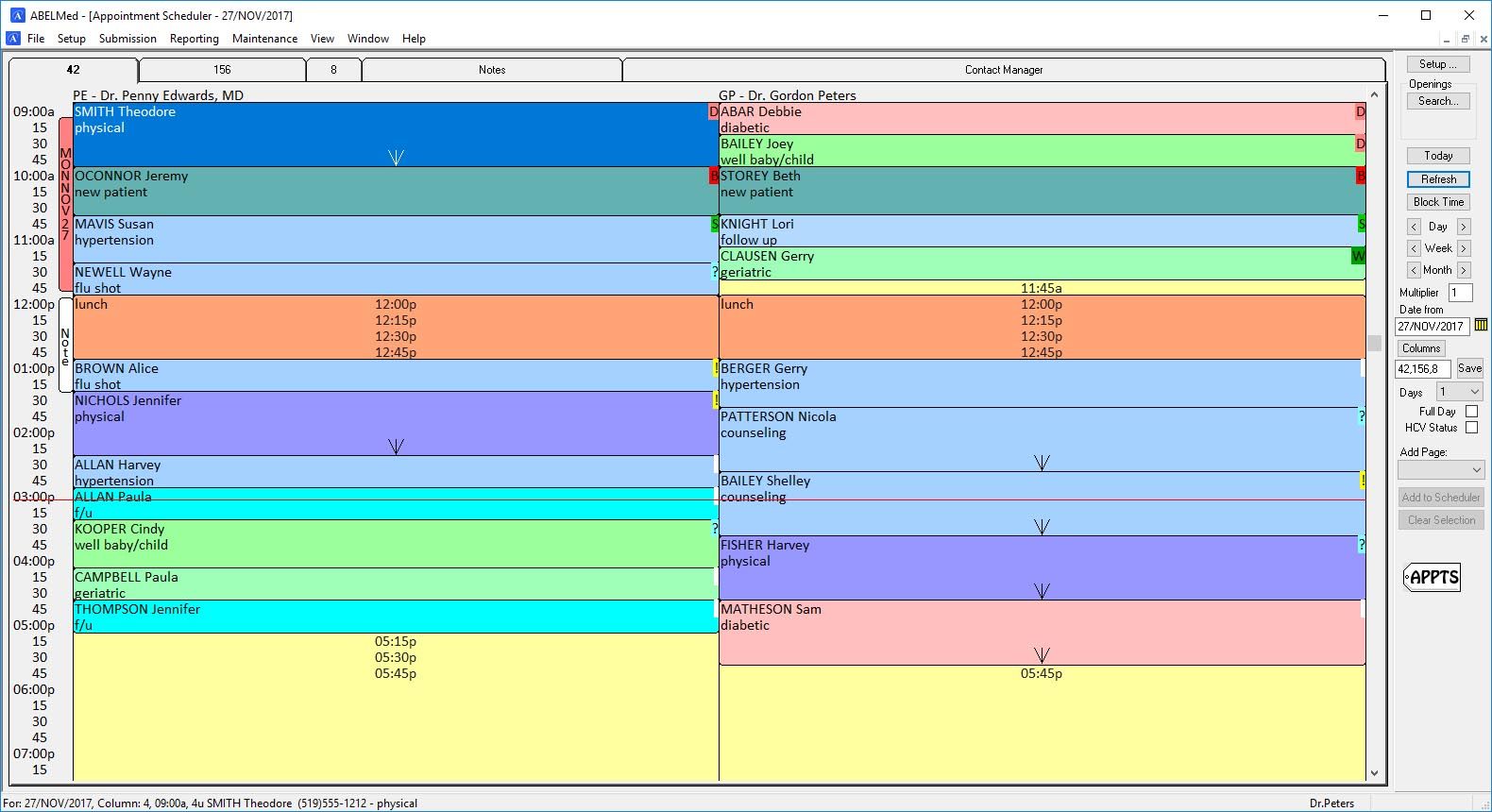 appointment scheduler screen